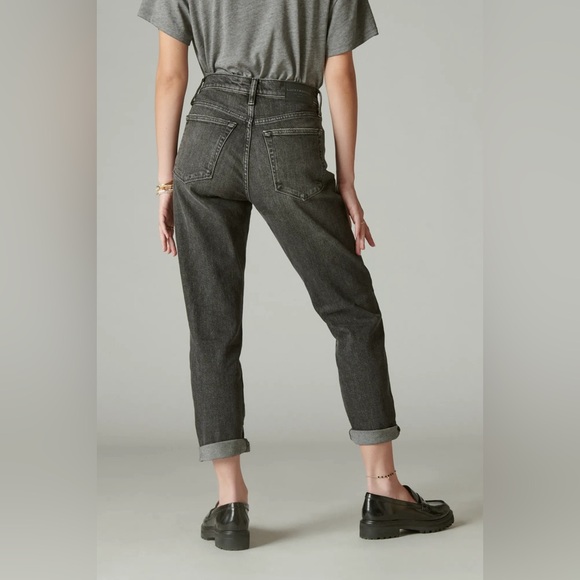 NWT Lucky Brand High Rise Drew Mom Jeans Distressed Casual Denim Cuffed Straight - Picture 3 of 16